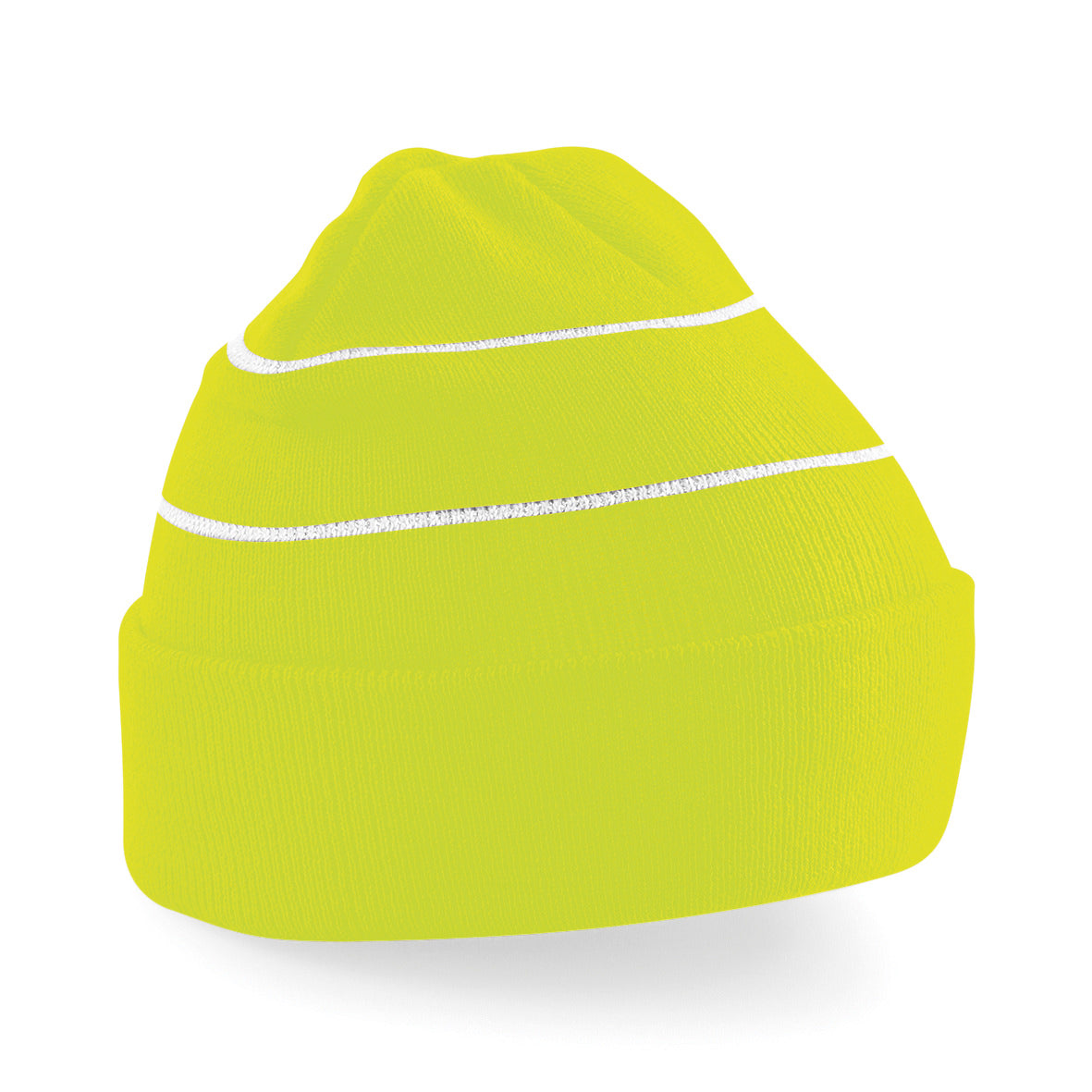Beechfield Enhanced-Viz Beanie Double-Layer Knit Cuffed Reflective Stripes