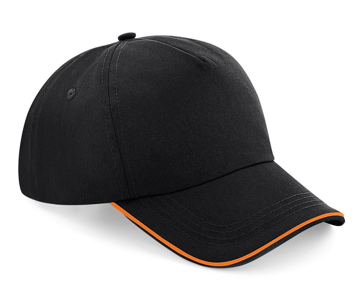 Beechfield Authentic 5-Panel Cap Piped Peak 100% Cotton Twill Adjustable Fit