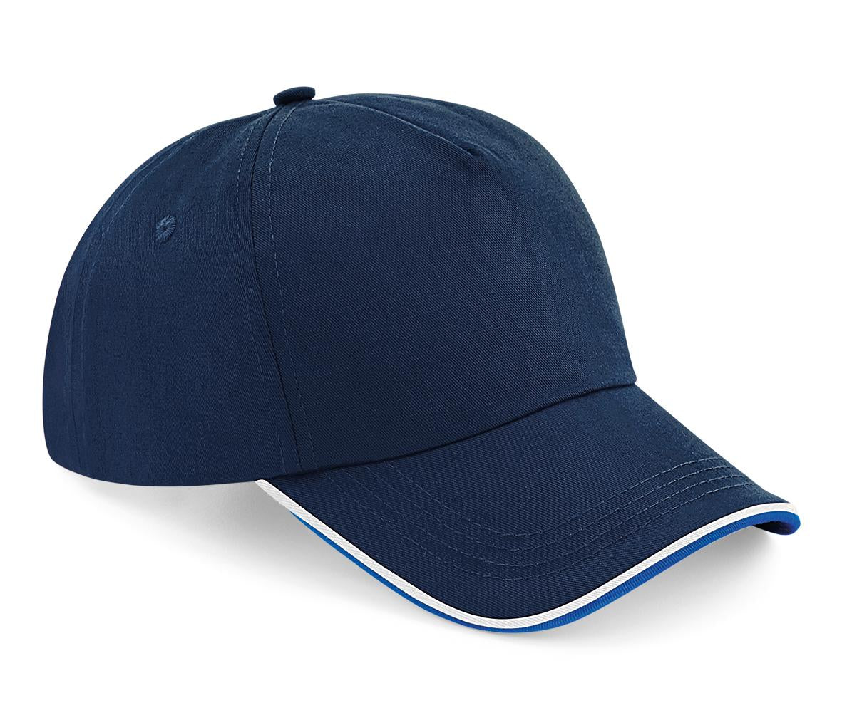 Beechfield Authentic 5-Panel Cap Piped Peak 100% Cotton Twill Adjustable Fit