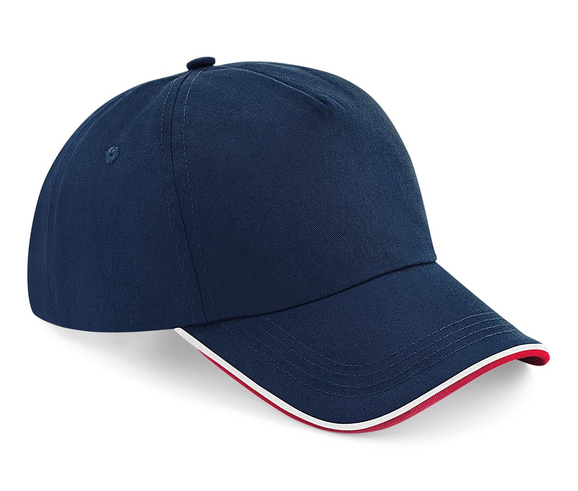 Beechfield Authentic 5-Panel Cap Piped Peak 100% Cotton Twill Adjustable Fit