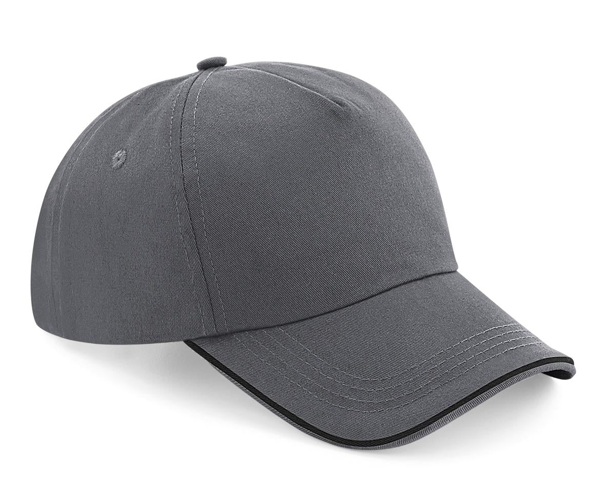 Beechfield Authentic 5-Panel Cap Piped Peak 100% Cotton Twill Adjustable Fit