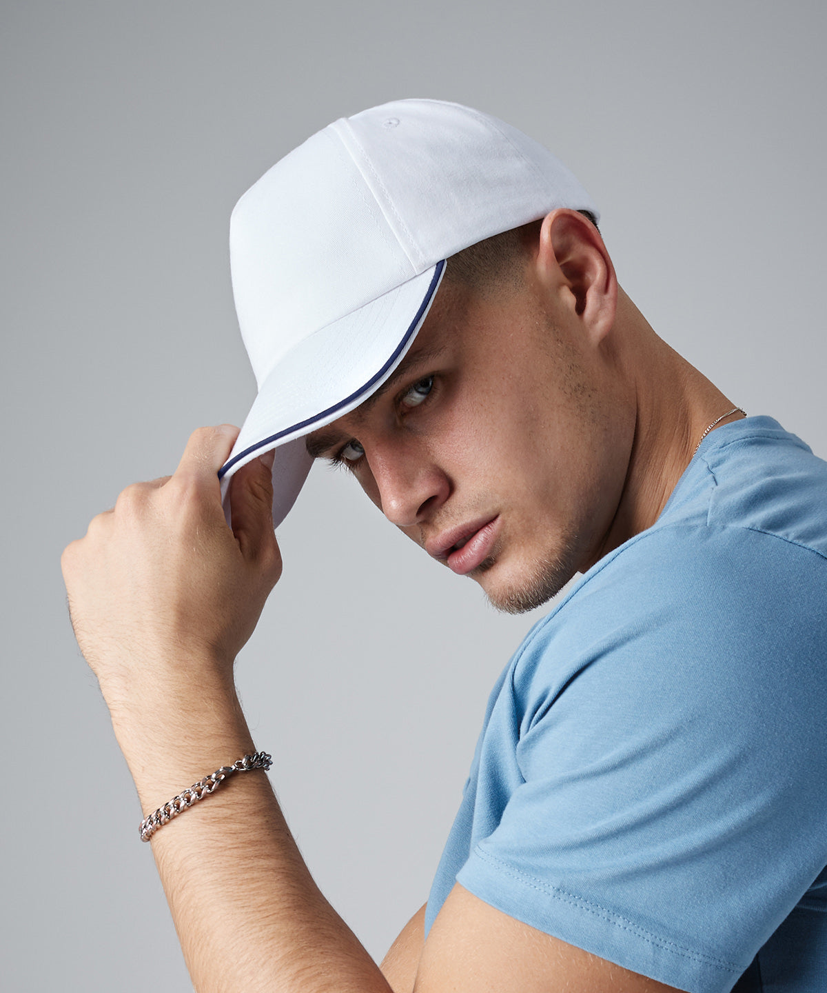 Beechfield Authentic 5-Panel Cap Piped Peak 100% Cotton Twill Adjustable Fit