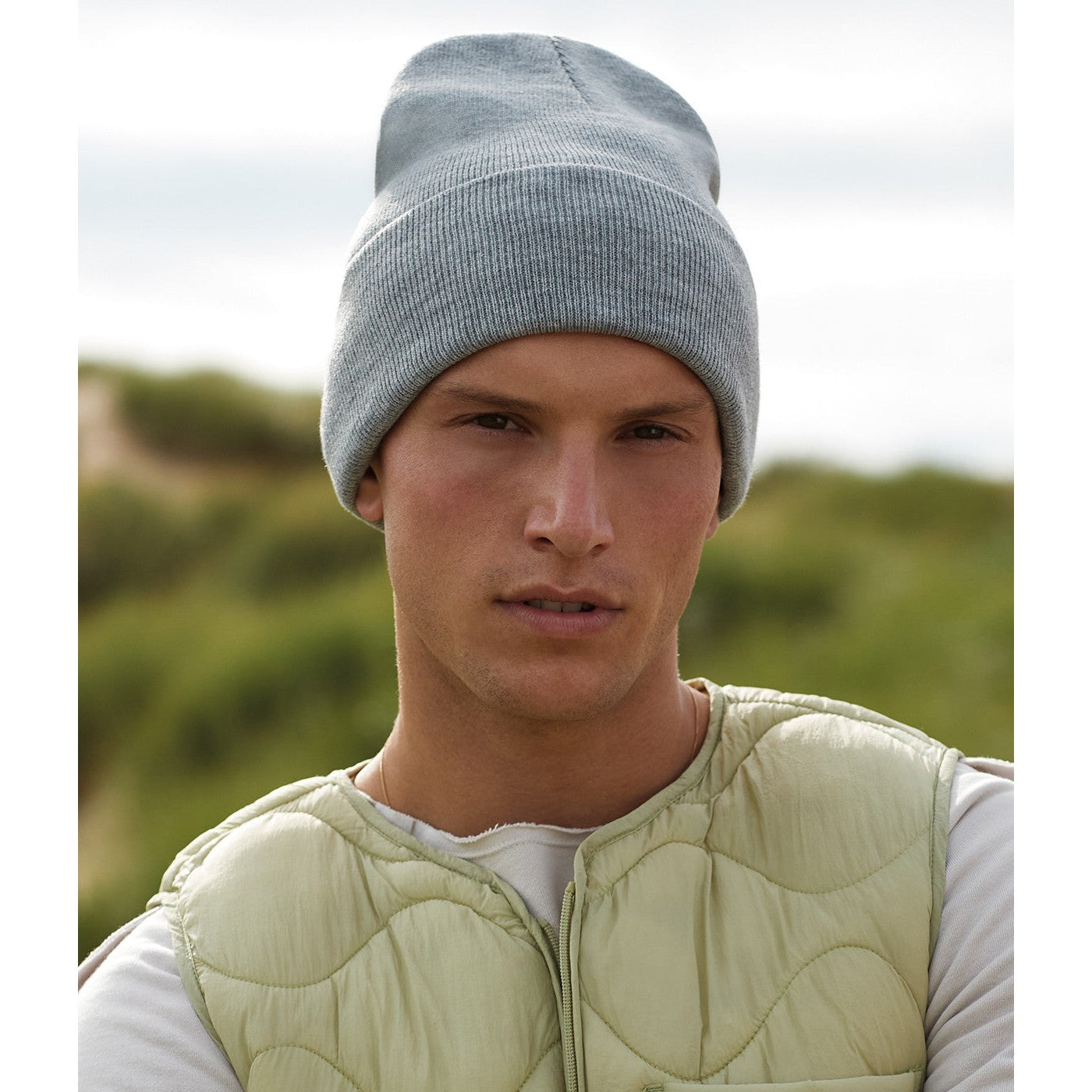 Beechfield Deep-Cuffed Beanie Recycled Polyester Double-Layer Knit Ash Granite