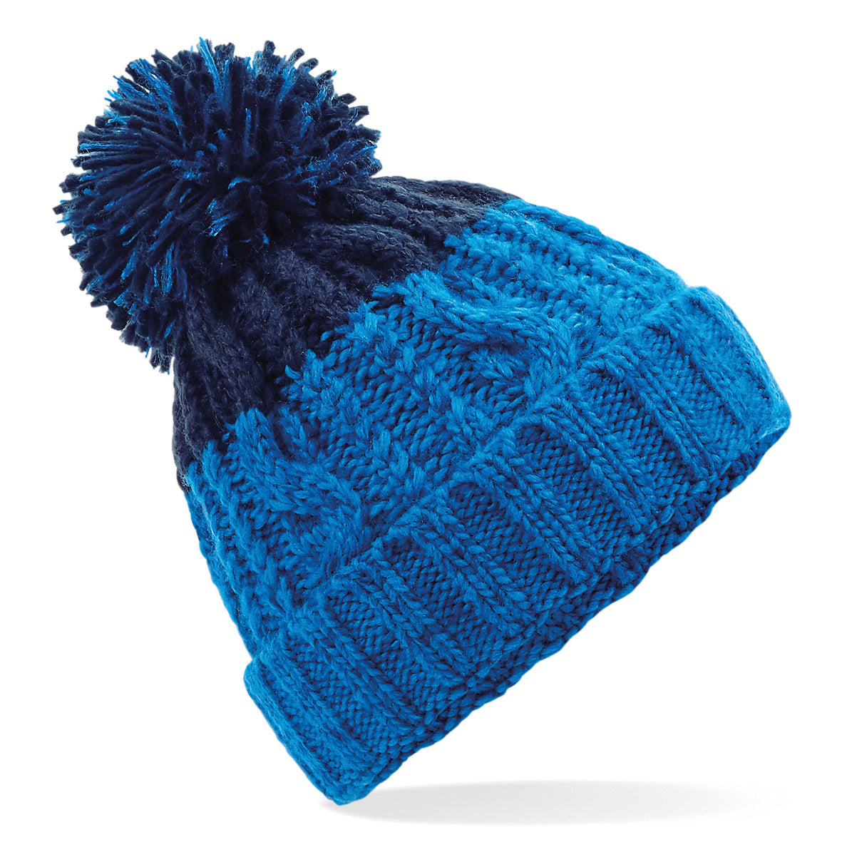 Beechfield Apres Beanie Heavyweight Cable Knit with Pom Pom and Shearling Band
