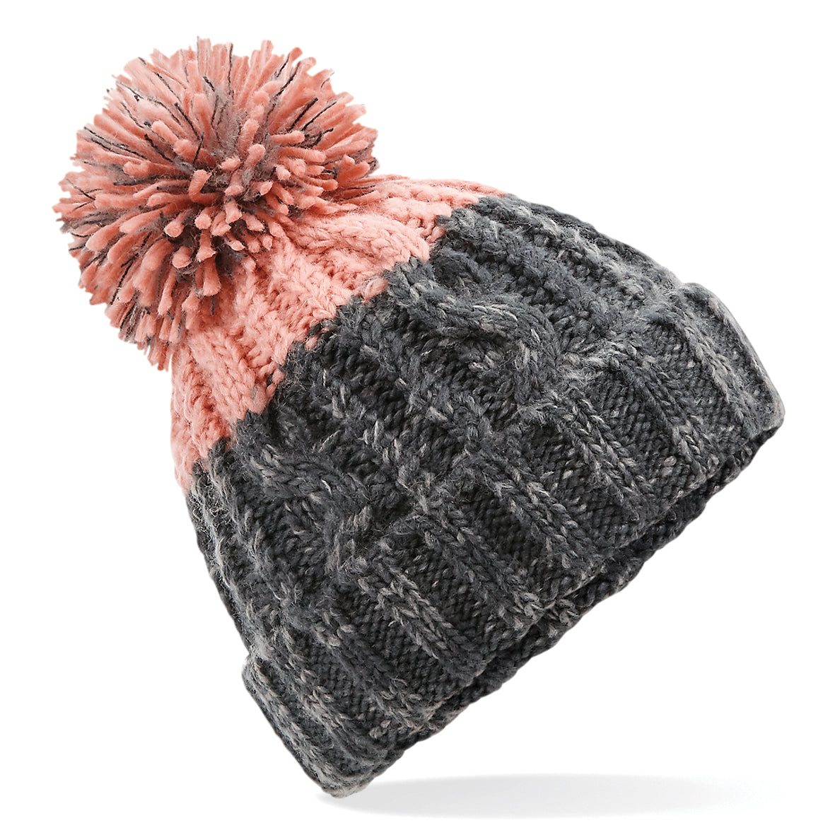 Beechfield Apres Beanie Heavyweight Cable Knit with Pom Pom and Shearling Band