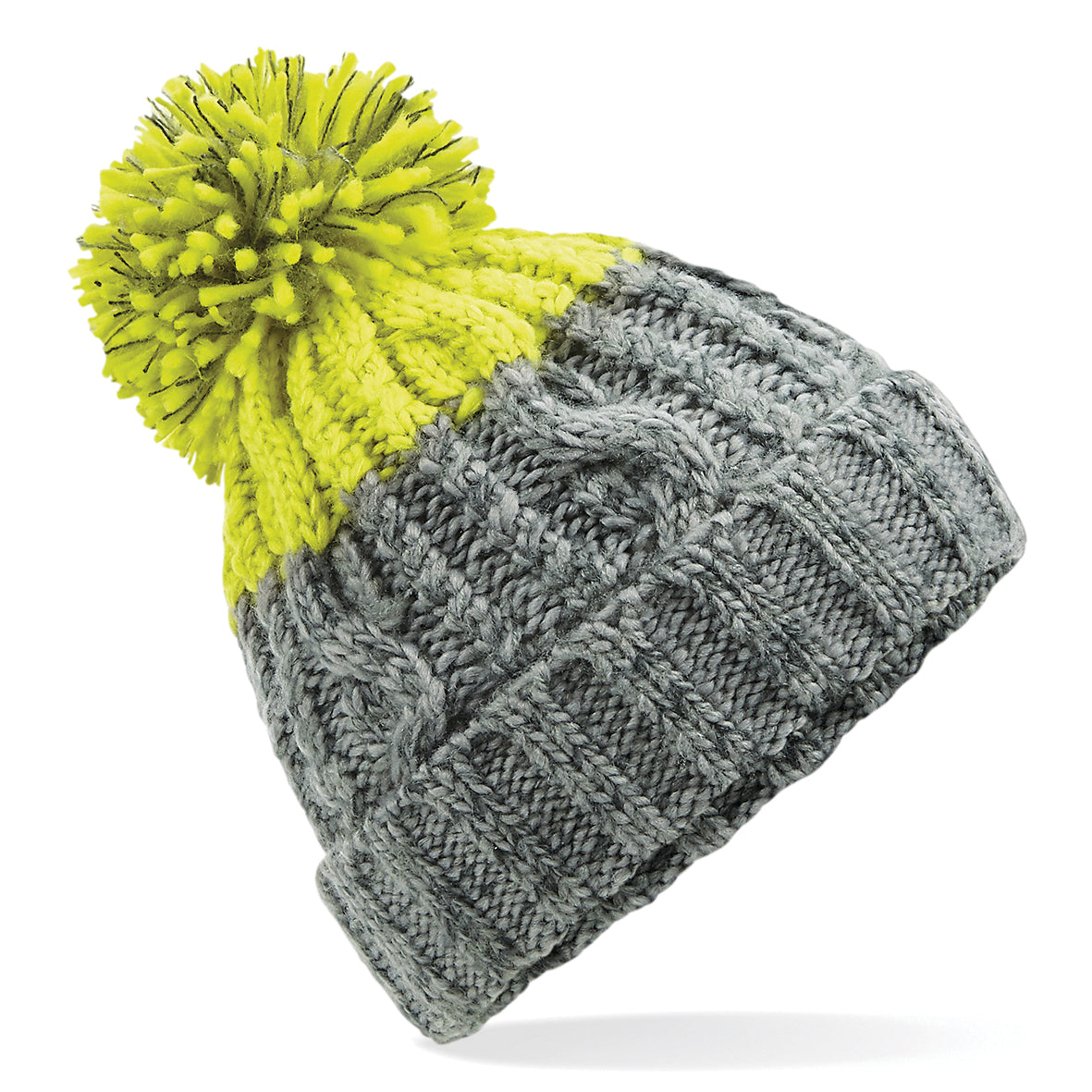 Beechfield Apres Beanie Heavyweight Cable Knit with Pom Pom and Shearling Band