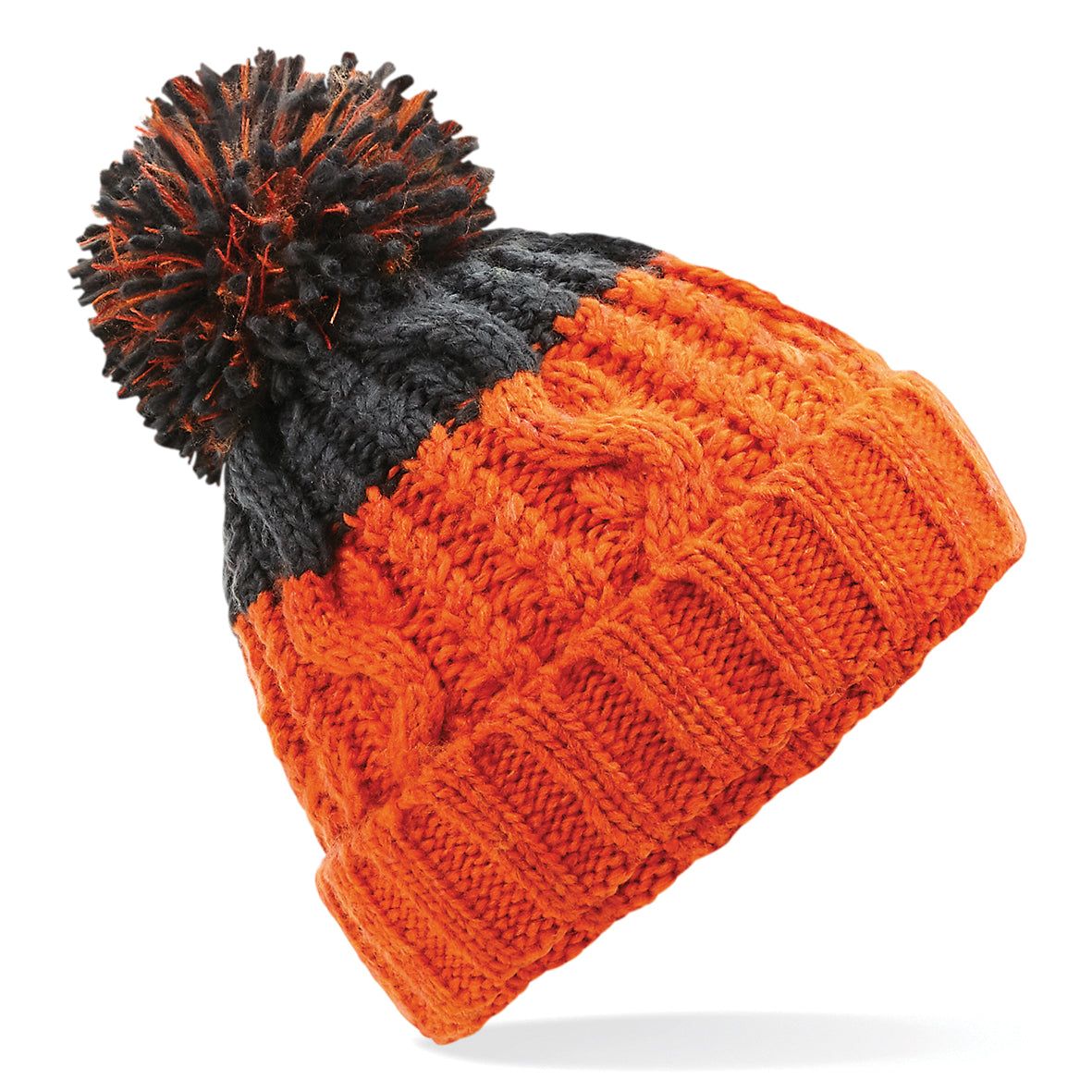 Beechfield Apres Beanie Heavyweight Cable Knit with Pom Pom and Shearling Band