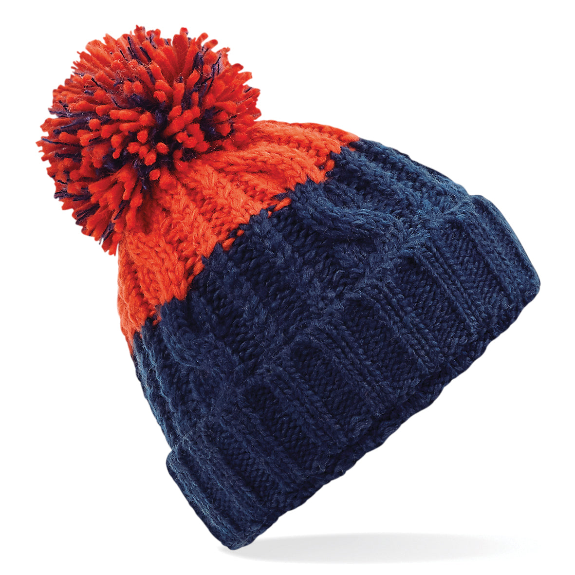 Beechfield Apres Beanie Heavyweight Cable Knit with Pom Pom and Shearling Band