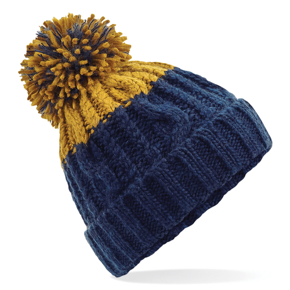 Beechfield Apres Beanie Heavyweight Cable Knit with Pom Pom and Shearling Band