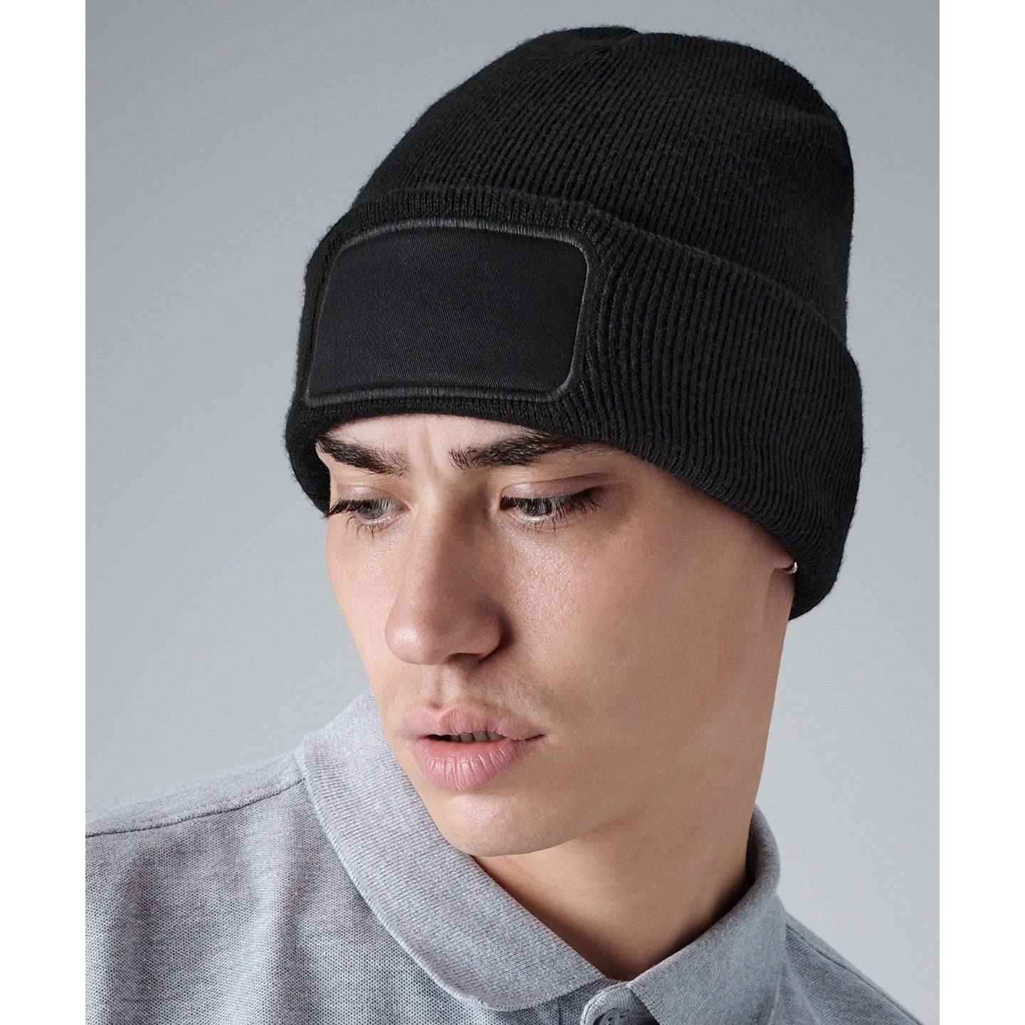 Beechfield Original Patch Beanie Double Layer Knit Cotton Twill Machine Washable