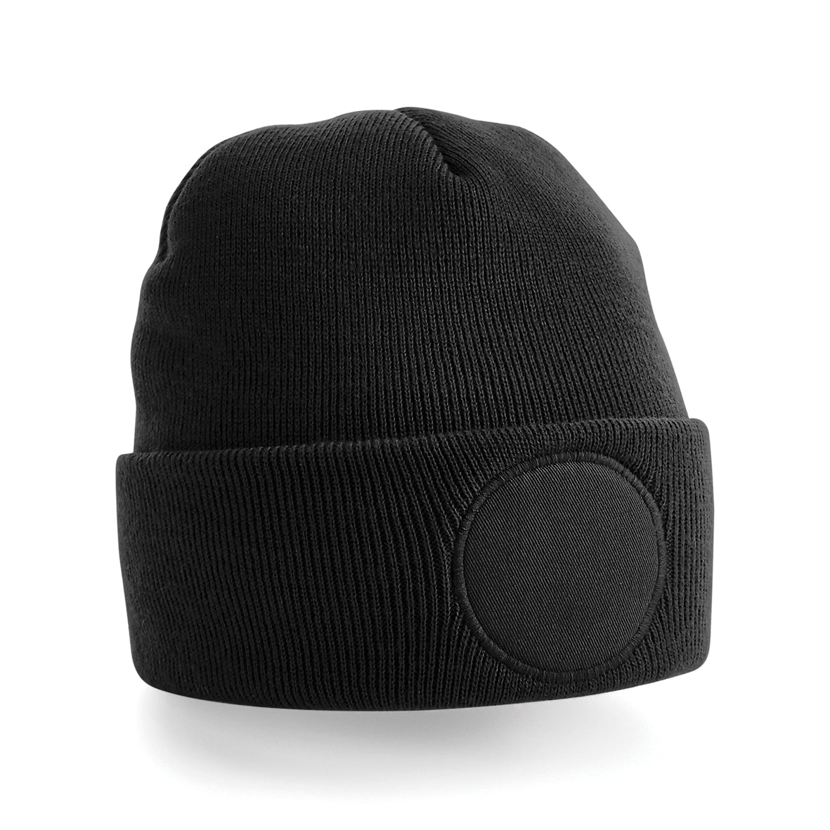 Beechfield Circular Patch Beanie Double Layer Knit Soft Touch Fabric Warmth