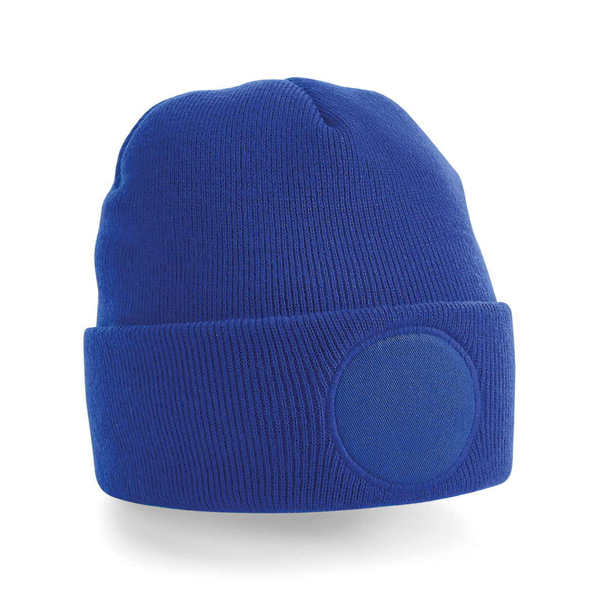 Beechfield Circular Patch Beanie Double Layer Knit Soft Touch Fabric Warmth