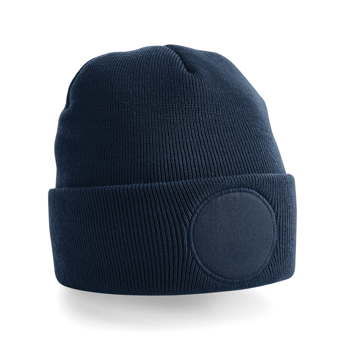 Beechfield Circular Patch Beanie Double Layer Knit Soft Touch Fabric Warmth