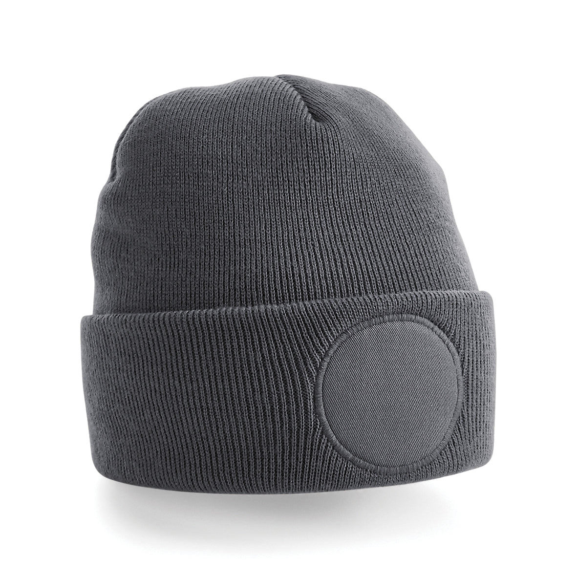 Beechfield Circular Patch Beanie Double Layer Knit Soft Touch Fabric Warmth
