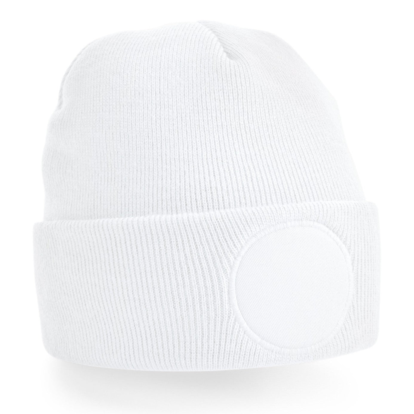 Beechfield Circular Patch Beanie Double Layer Knit Soft Touch Fabric Warmth