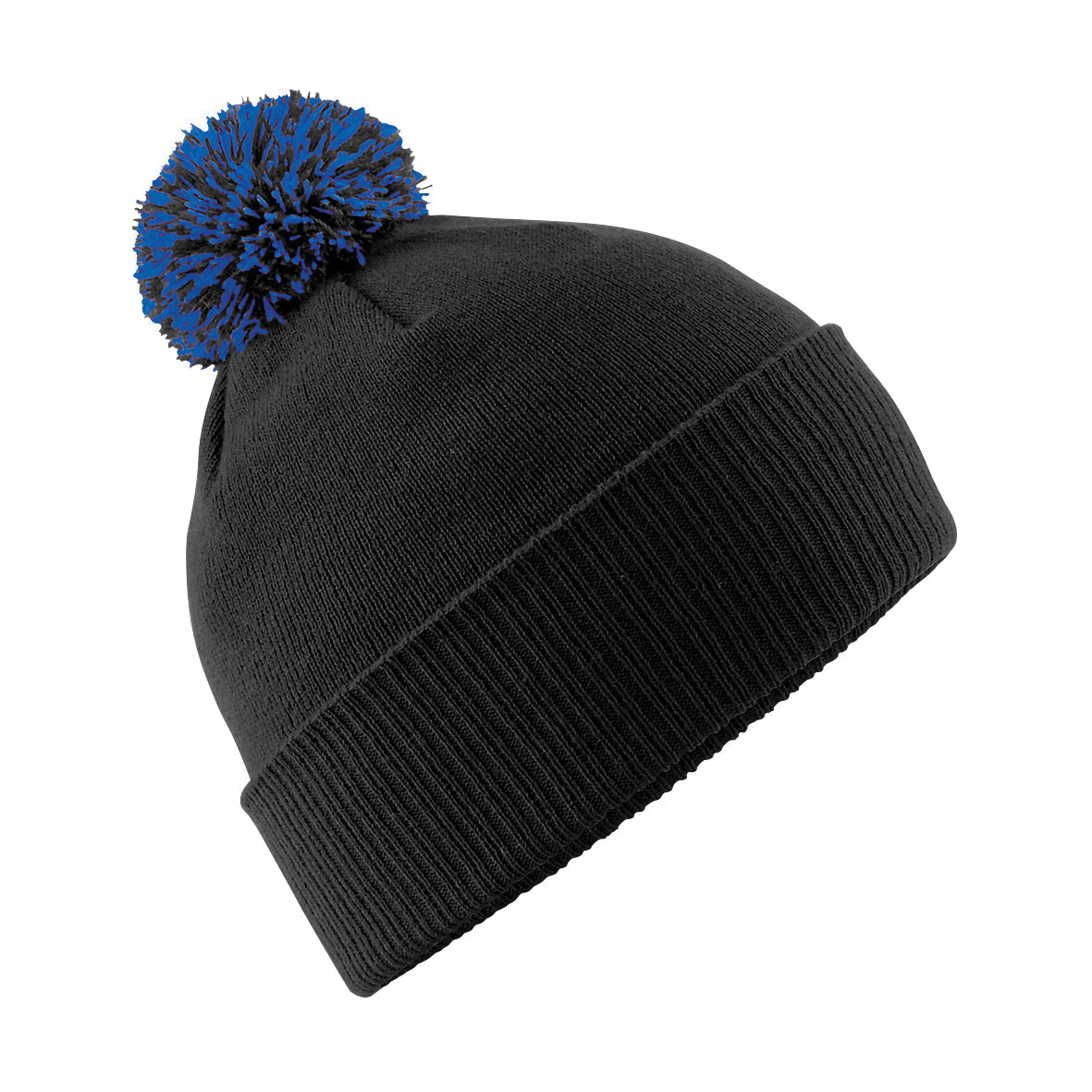Beechfield Snowstar Beanie Two-Tone Pom Pom Double Layer Knit Cuffed Slouch