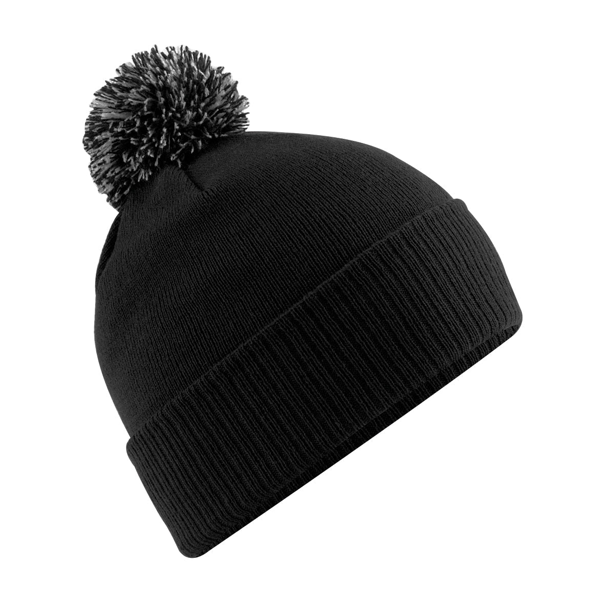 Beechfield Snowstar Beanie Two-Tone Pom Pom Double Layer Knit Cuffed Slouch