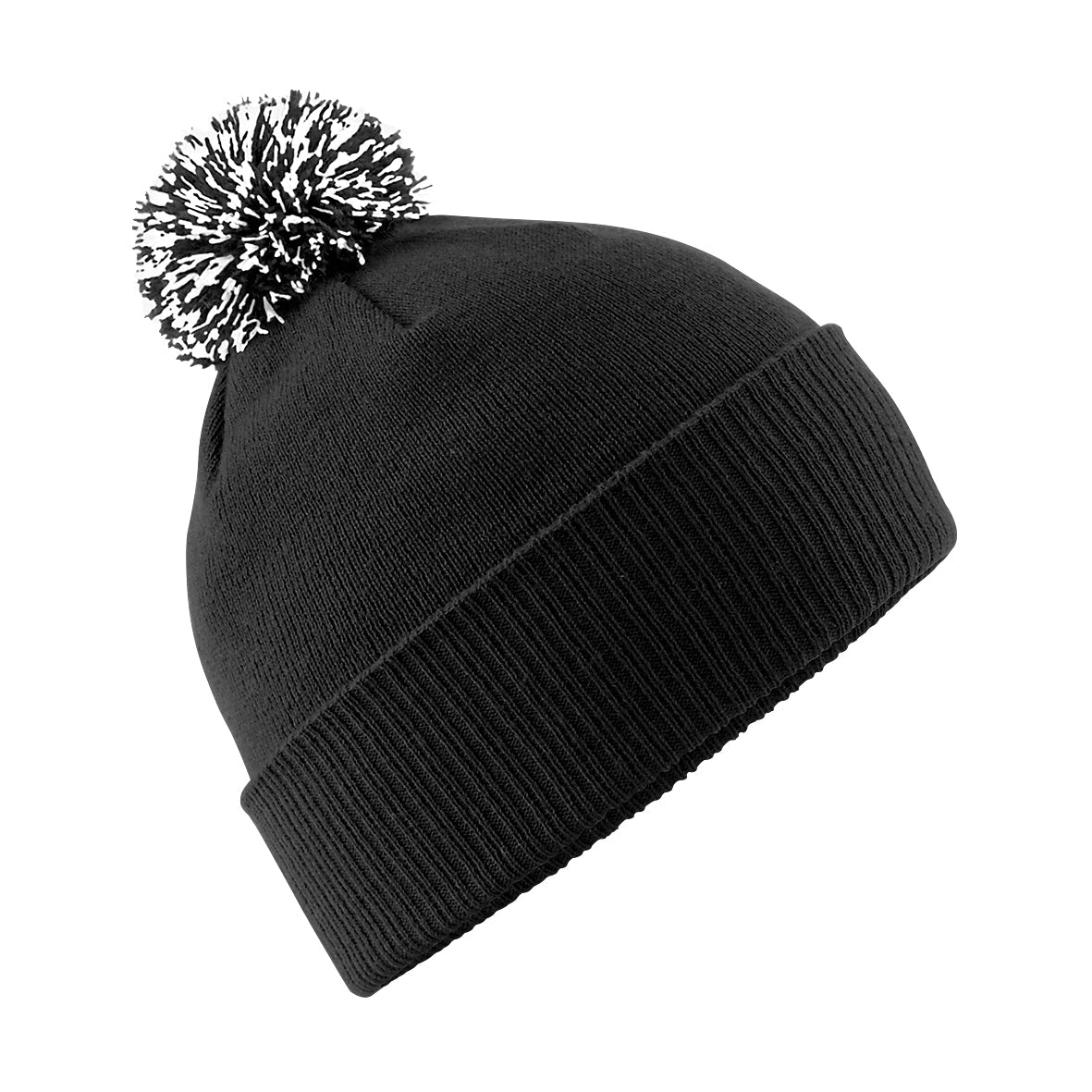 Beechfield Snowstar Beanie Two-Tone Pom Pom Double Layer Knit Cuffed Slouch