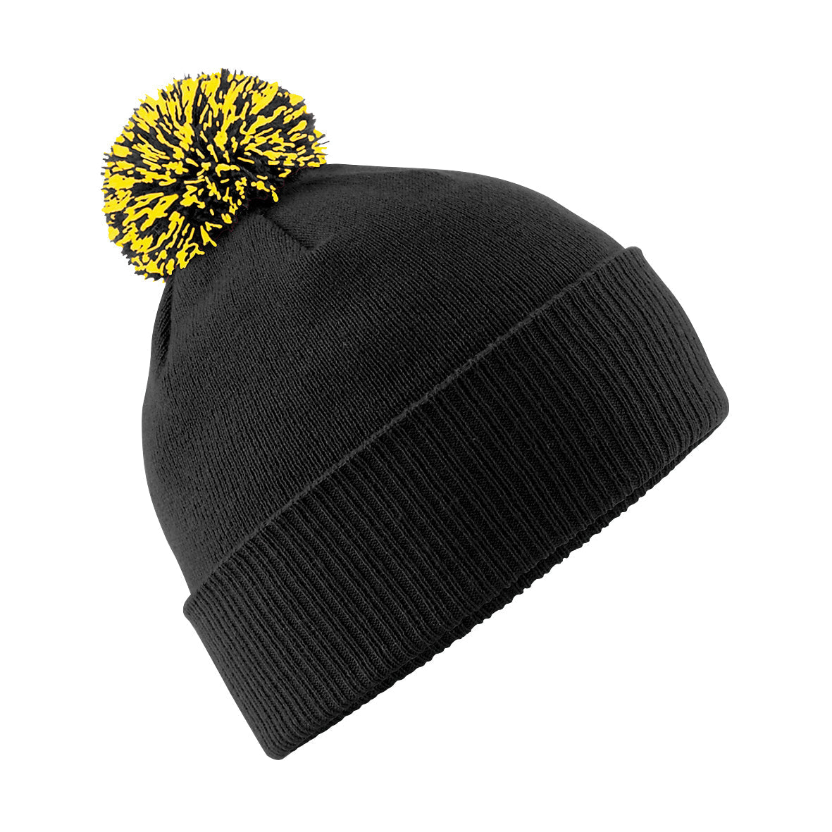 Beechfield Snowstar Beanie Two-Tone Pom Pom Double Layer Knit Cuffed Slouch