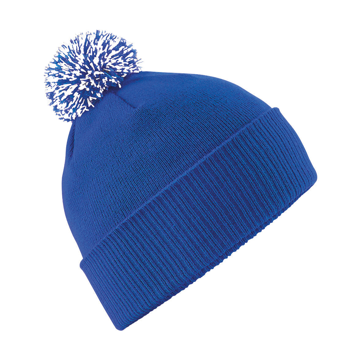 Beechfield Snowstar Beanie Two-Tone Pom Pom Double Layer Knit Cuffed Slouch