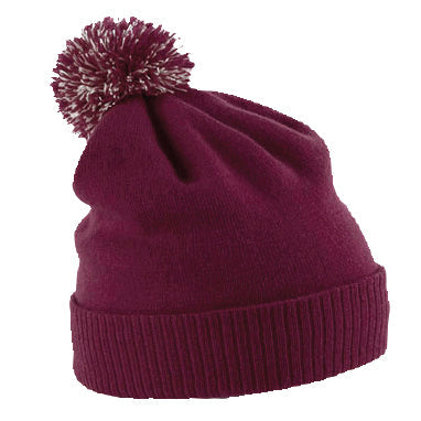 Beechfield Snowstar Beanie Two-Tone Pom Pom Double Layer Knit Cuffed Slouch