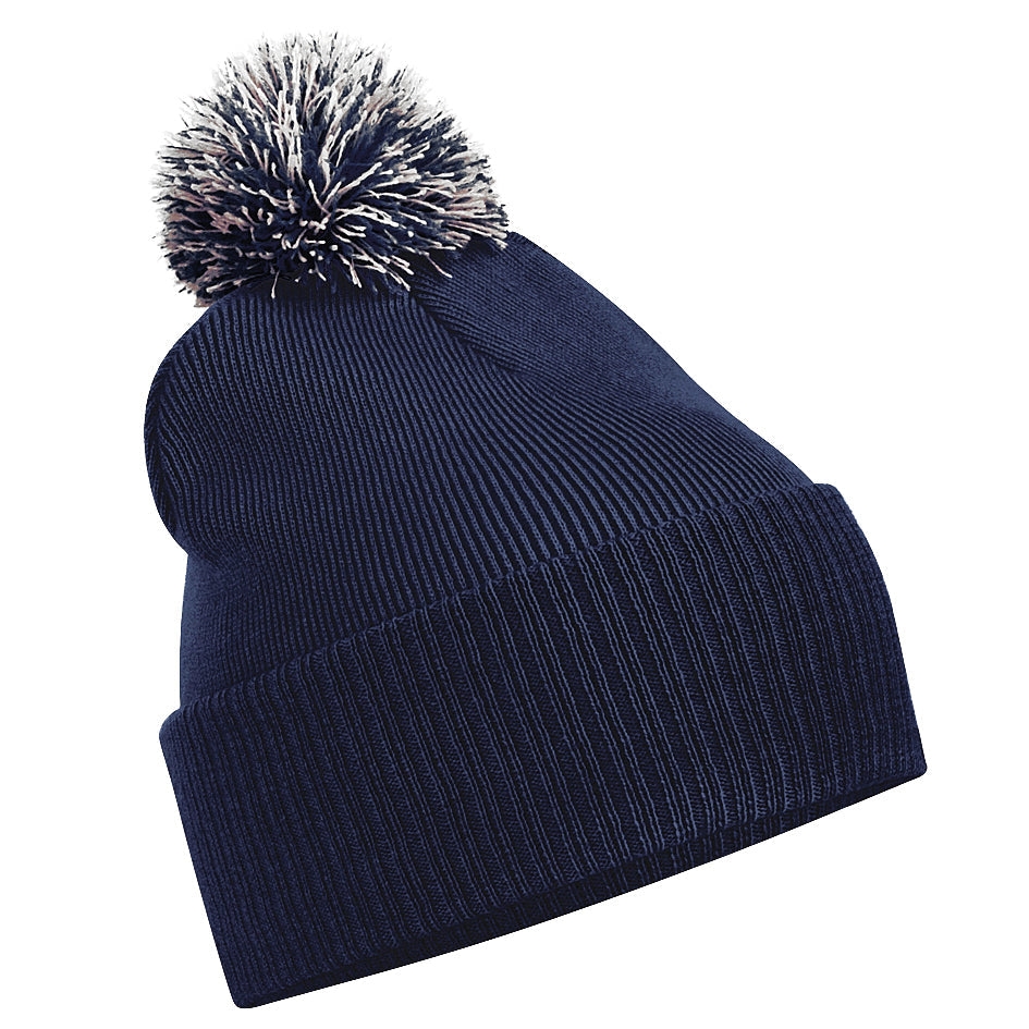 Beechfield Snowstar Beanie Two-Tone Pom Pom Double Layer Knit Cuffed Slouch