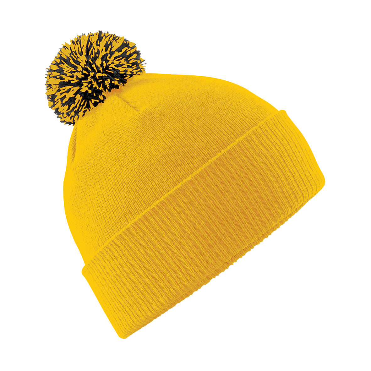 Beechfield Snowstar Beanie Two-Tone Pom Pom Double Layer Knit Cuffed Slouch