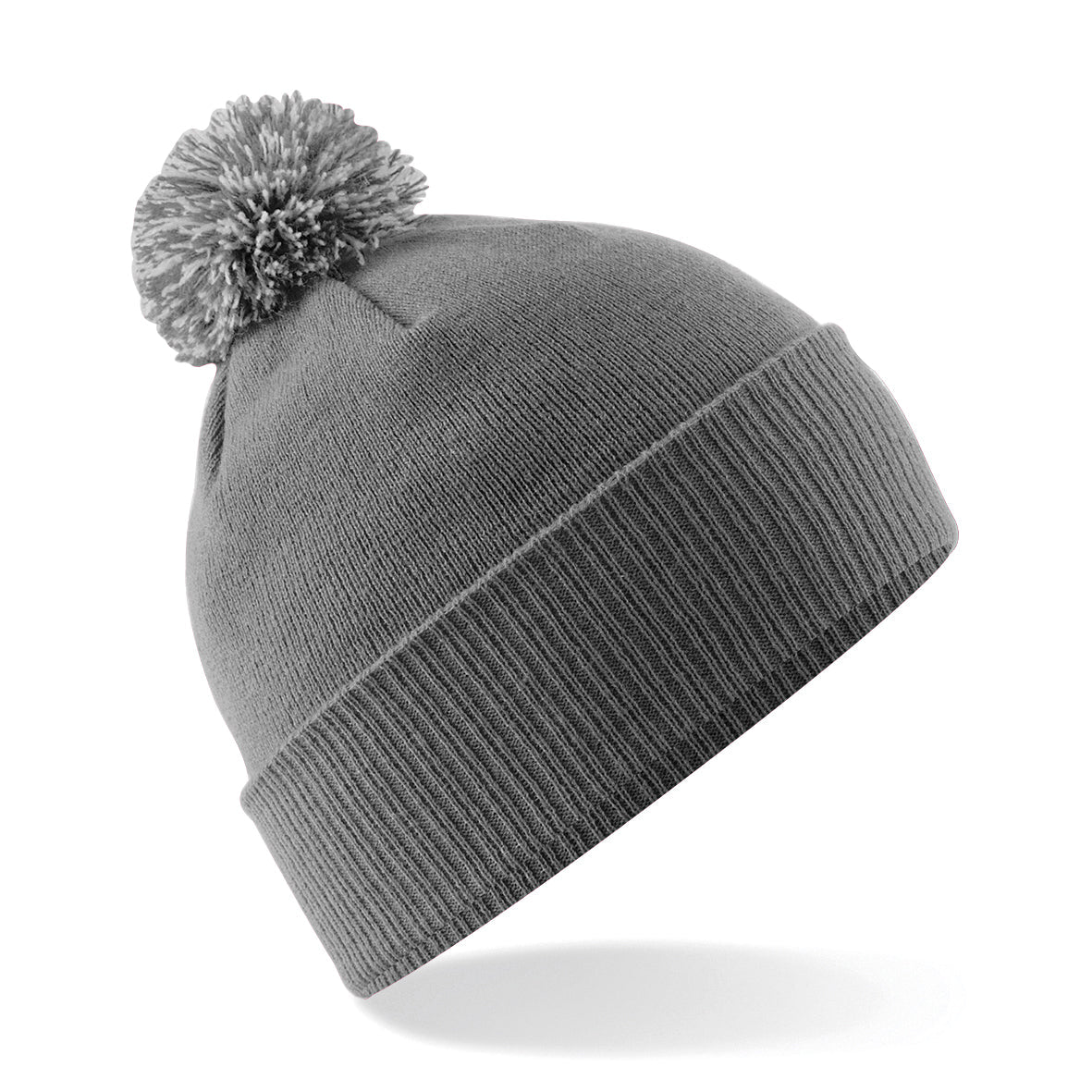 Beechfield Snowstar Beanie Two-Tone Pom Pom Double Layer Knit Cuffed Slouch