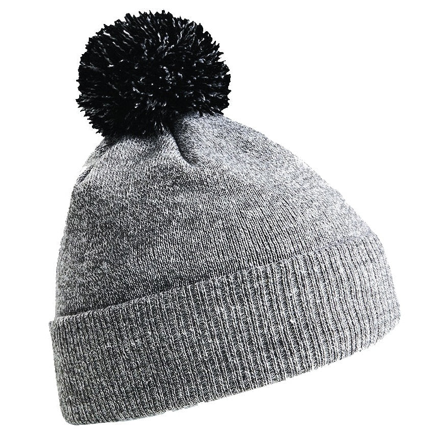Beechfield Snowstar Beanie Two-Tone Pom Pom Double Layer Knit Cuffed Slouch