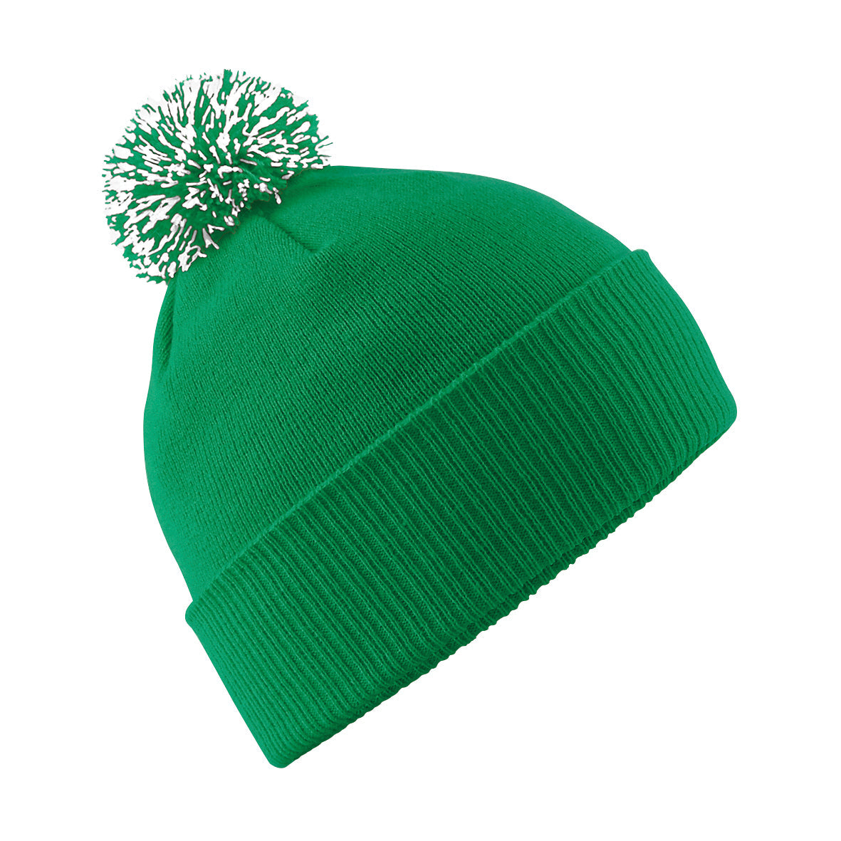 Beechfield Snowstar Beanie Two-Tone Pom Pom Double Layer Knit Cuffed Slouch