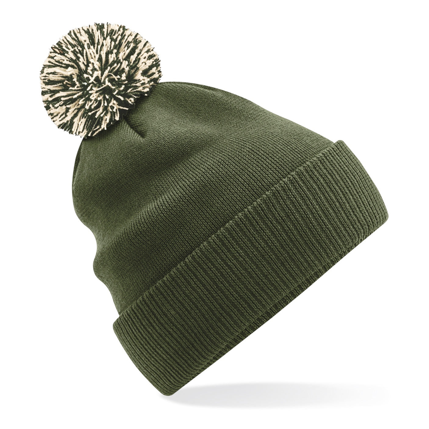 Beechfield Snowstar Beanie Two-Tone Pom Pom Double Layer Knit Cuffed Slouch