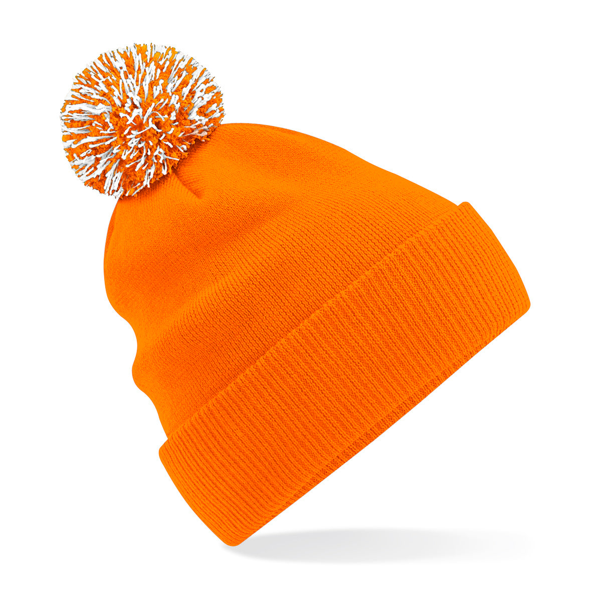Beechfield Snowstar Beanie Two-Tone Pom Pom Double Layer Knit Cuffed Slouch