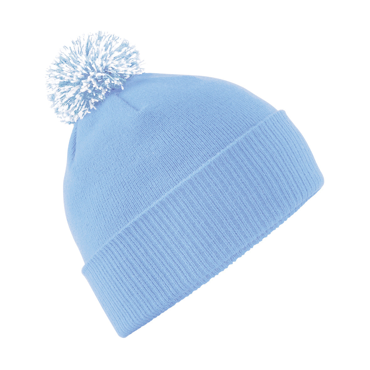 Beechfield Snowstar Beanie Two-Tone Pom Pom Double Layer Knit Cuffed Slouch