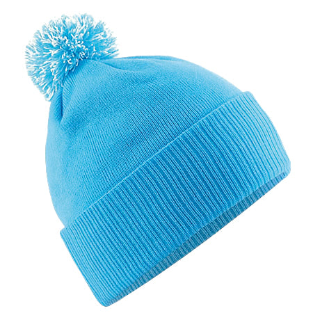 Beechfield Snowstar Beanie Two-Tone Pom Pom Double Layer Knit Cuffed Slouch