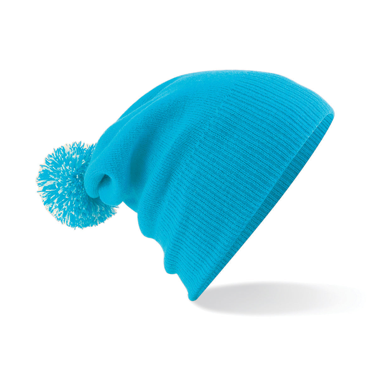 Beechfield Snowstar Beanie Two-Tone Pom Pom Double Layer Knit Cuffed Slouch