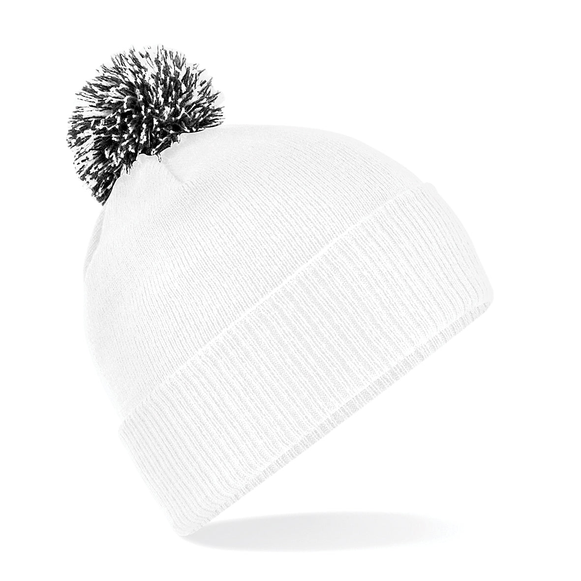 Beechfield Snowstar Beanie Two-Tone Pom Pom Double Layer Knit Cuffed Slouch