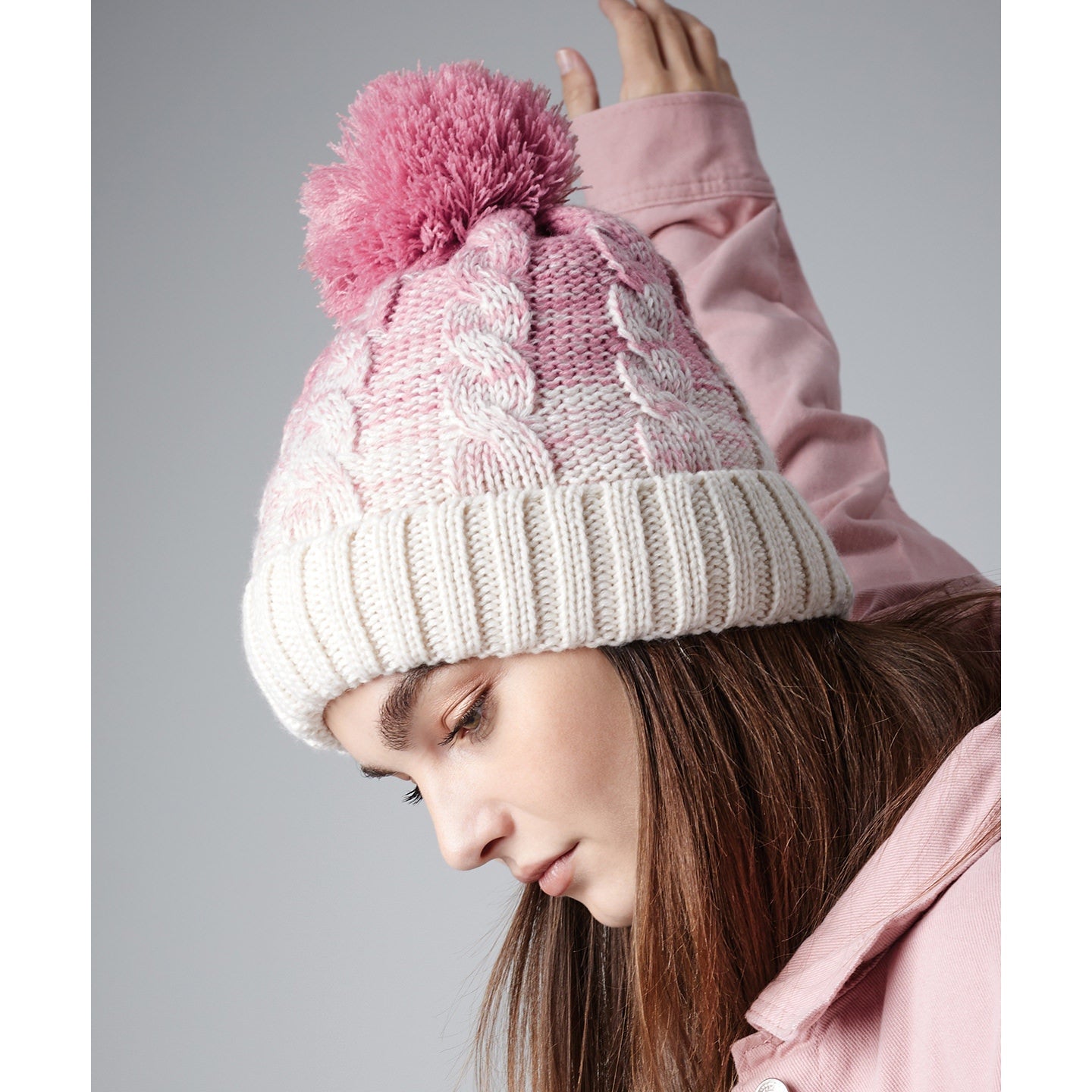 Beechfield OmbrÃ© Beanie Heavyweight Knit Cuffed Design with Pom Pom