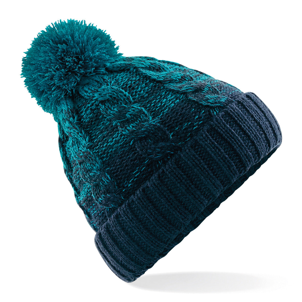 Beechfield OmbrÃ© Beanie Heavyweight Knit Cuffed Design with Pom Pom