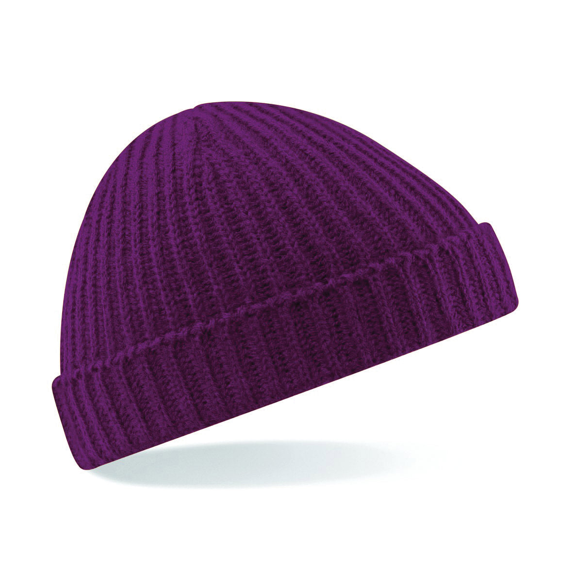 Beechfield Trawler Beanie Retro Ribbed Knit Shallow Crown Warm Machine Wash