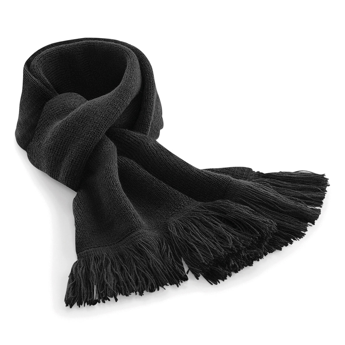 Beechfield Classic Knitted Scarf Double Layer Knit with Tassel Trim 153-163cm