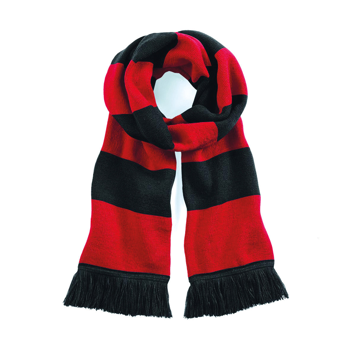 Beechfield Stadium Scarf Double Layer Knit Classic Colours Tassel Trim 182x18cm
