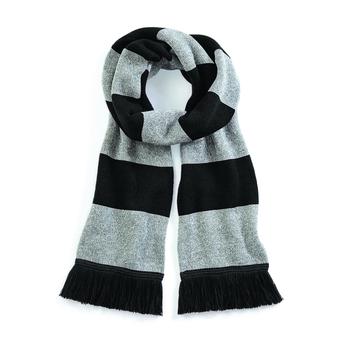 Beechfield Stadium Scarf Double Layer Knit Classic Colours Tassel Trim 182x18cm