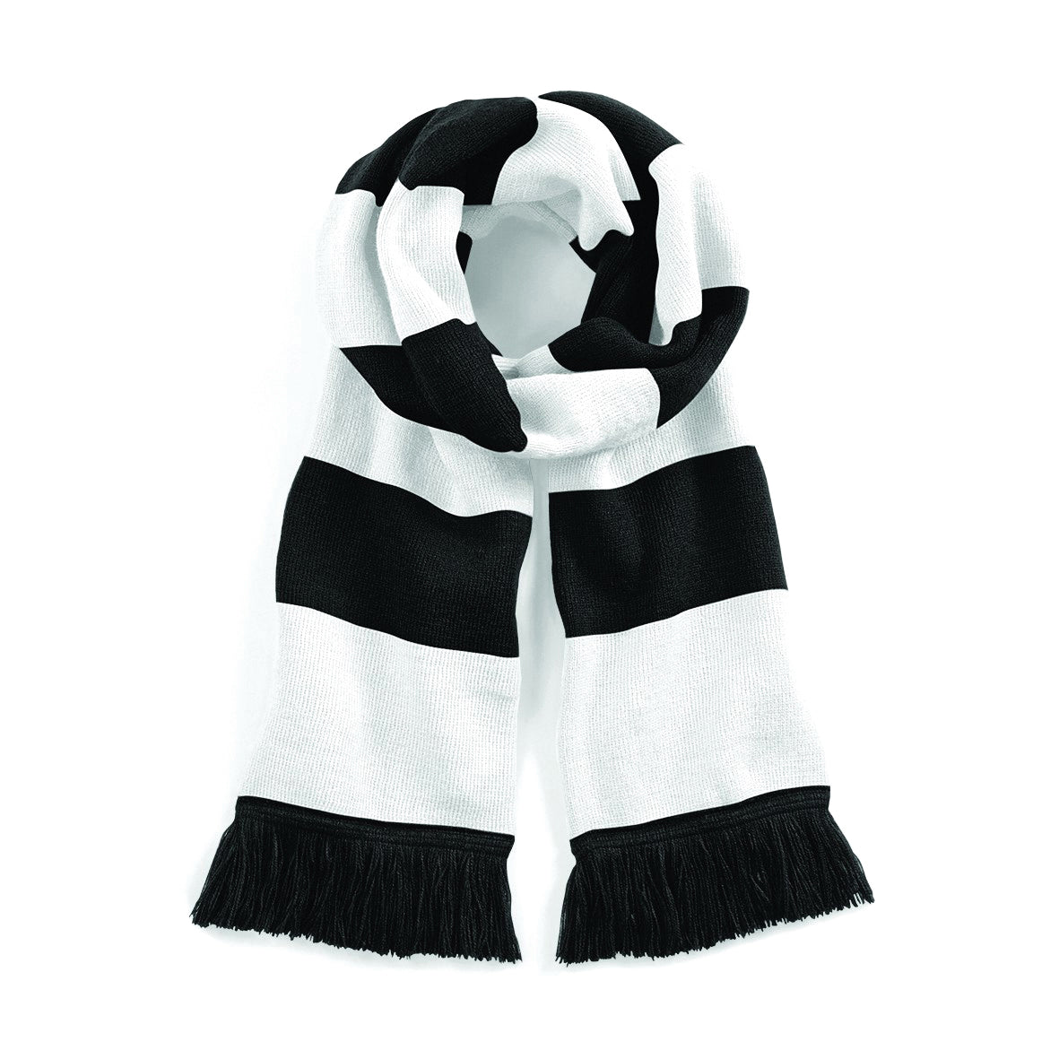 Beechfield Stadium Scarf Double Layer Knit Classic Colours Tassel Trim 182x18cm