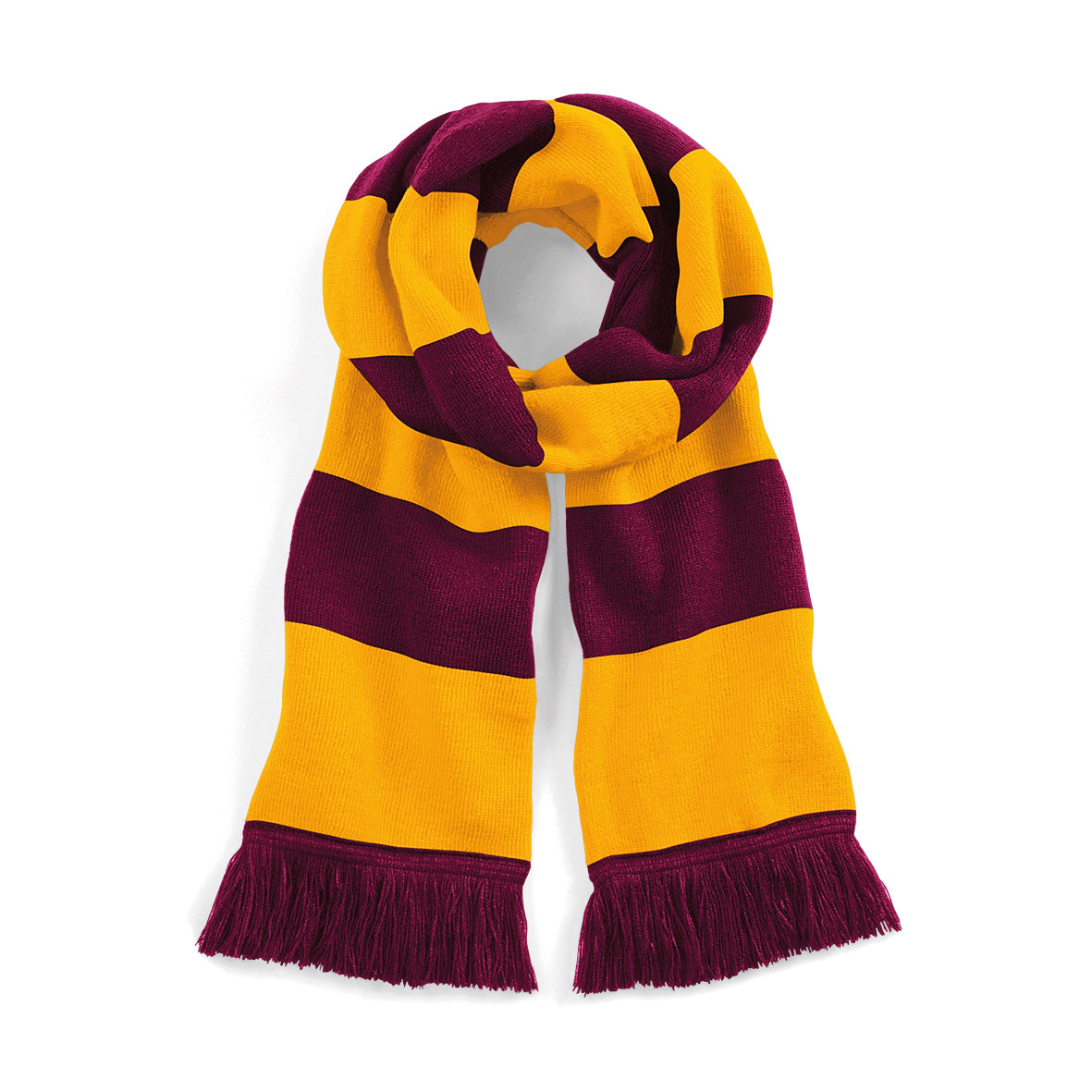 Beechfield Stadium Scarf Double Layer Knit Classic Colours Tassel Trim 182x18cm