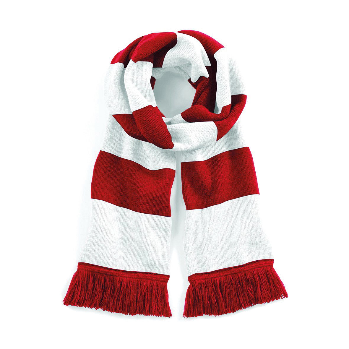 Beechfield Stadium Scarf Double Layer Knit Classic Colours Tassel Trim 182x18cm