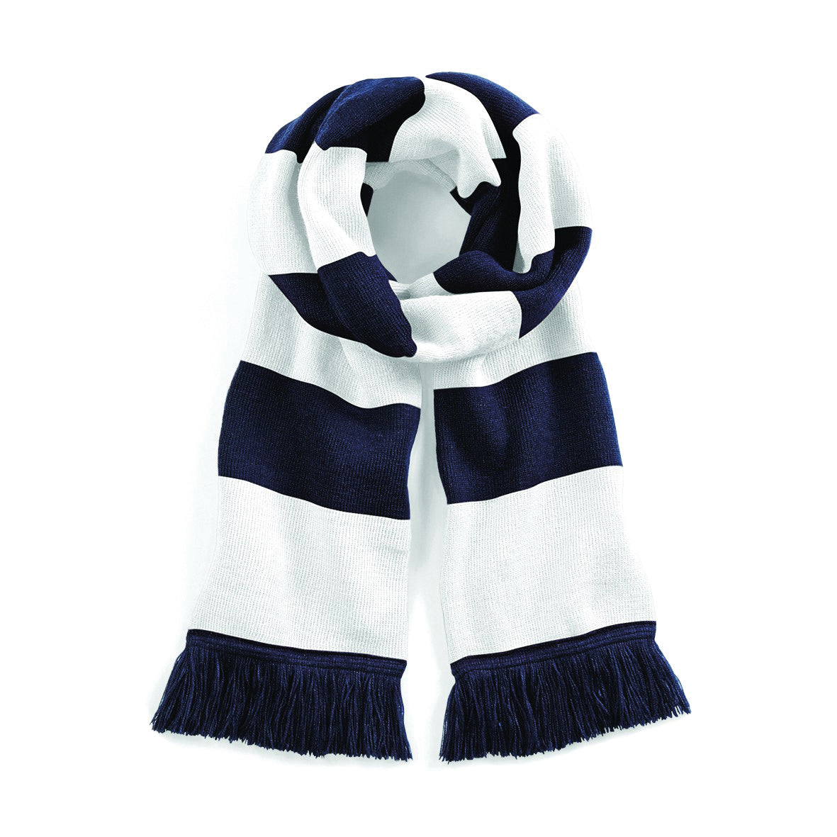 Beechfield Stadium Scarf Double Layer Knit Classic Colours Tassel Trim 182x18cm