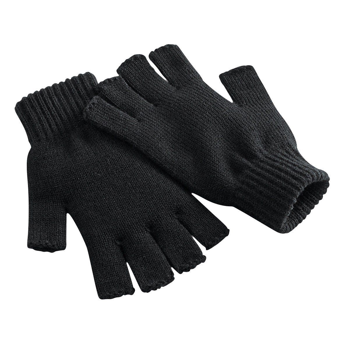 Beechfield Fingerless Gloves Ribbed Cuff One-Piece Knit S/M L/XL Reach Certified