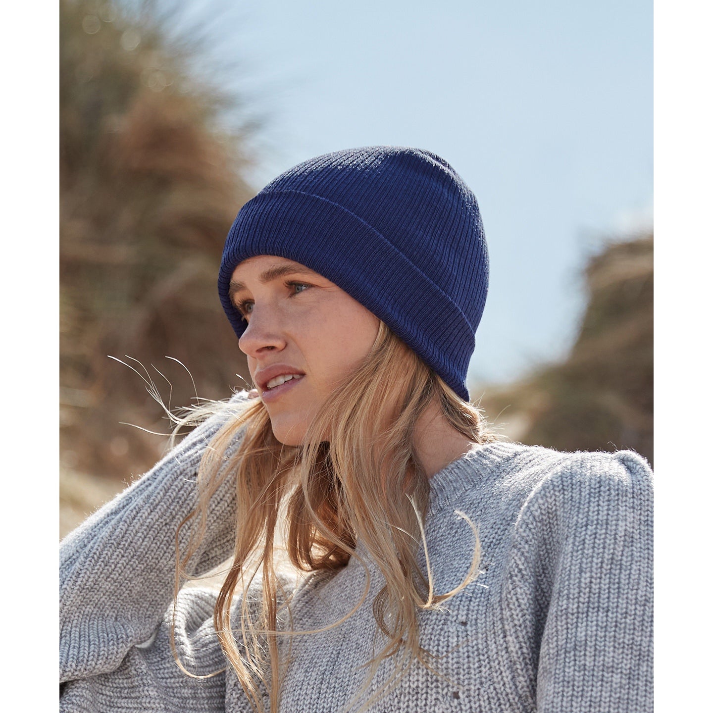 Beechfield Organic Cotton Fine Knit Beanie Lightweight Breathable Cuffed Design