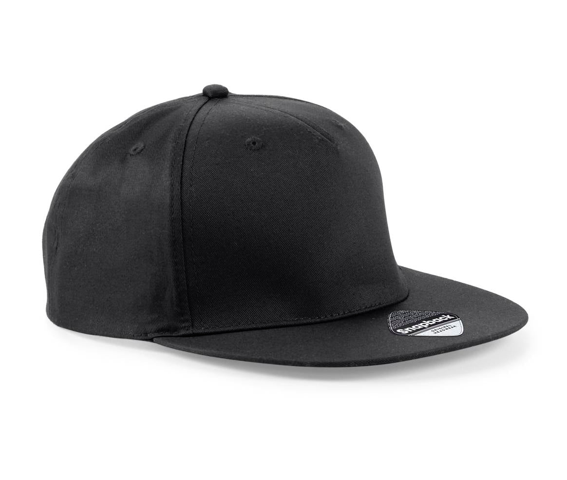 Beechfield 5-Panel Snapback Cap Retro Flat Peak Adjustable Size Rapper Style