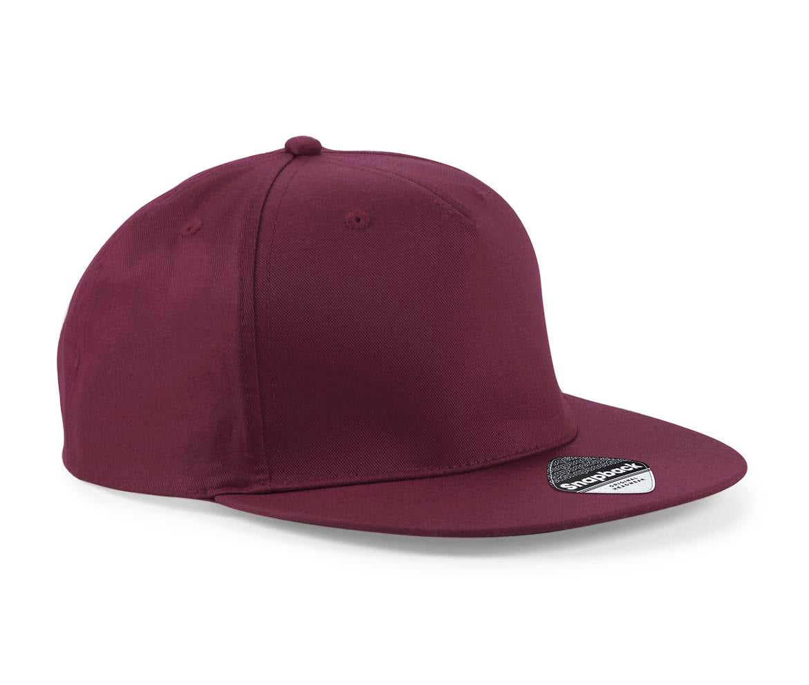 Beechfield 5-Panel Snapback Cap Retro Flat Peak Adjustable Size Rapper Style